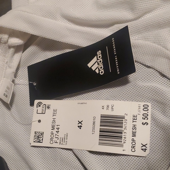 ADIDAS WHITE 4X WHITE MESH SHORT SLEEVE CROP TOP - Picture 5 of 8